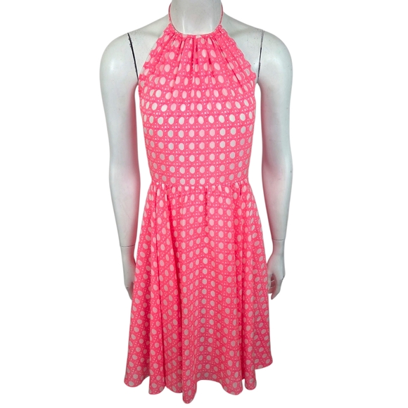 Vineyard Vines Dresses & Skirts - Vineyard Vines 100% Silk Halter Dress Womens 2 Pink White A-line Preppy Feminine